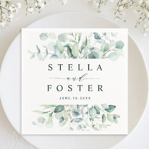 Elegant Green Foliage Wedding Napkins