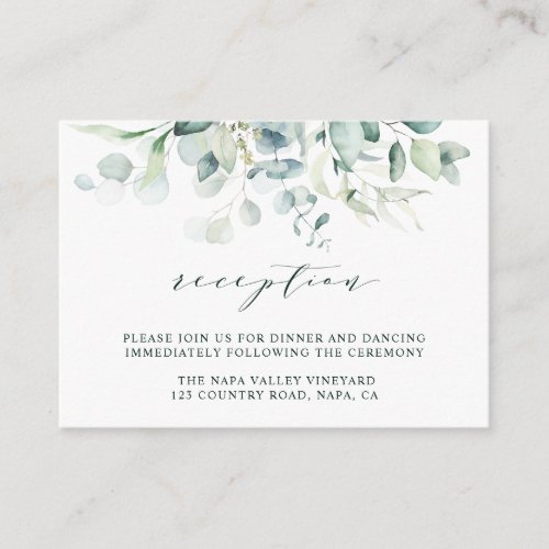 Elegant Green Foliage Wedding Reception Enclosure Card