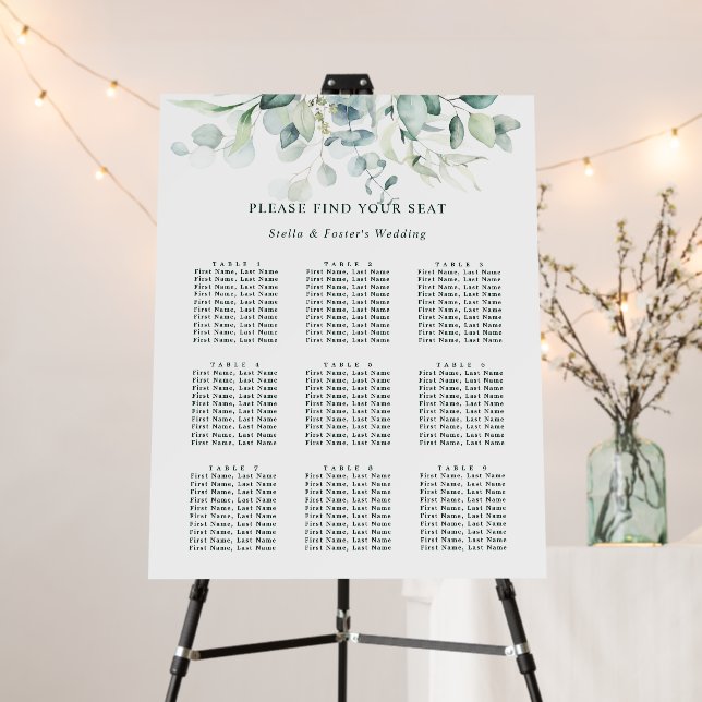 Elegant Green Foliage Wedding Seating Chart Foam B Board (In Situ (Stand))