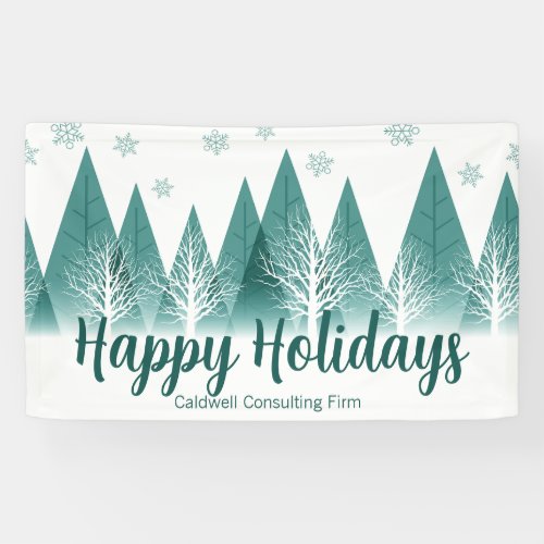 Elegant Green Forest Custom Company Holiday Party Banner