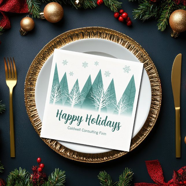Elegant Green Forest Custom Company Holiday Party Napkins (Creator Uploaded)