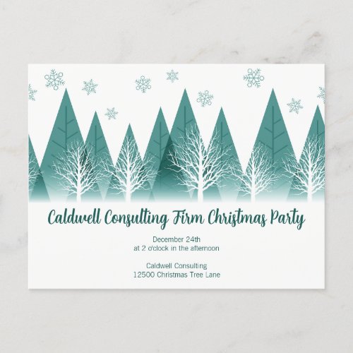 Elegant Green Forest Custom Company Holiday Party Postcard