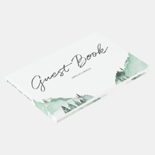 Elegant Green Forest Mountains Simple Guest Book