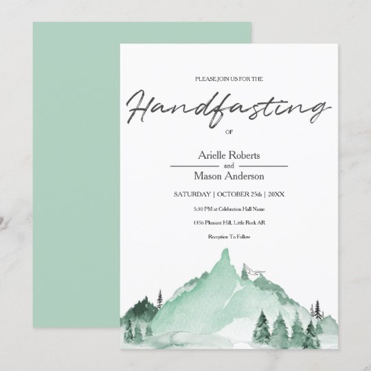 Elegant Green Forest Mountains Simple Handfasting Invitation | Zazzle.com