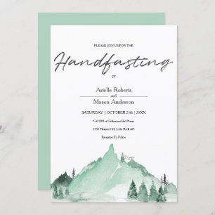 Elegant Green Forest Mountains Simple Handfasting Invitation