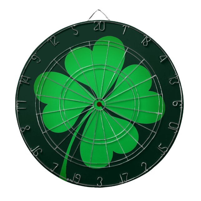 Elegant green four heart leaves clover shamrock dart board (Front)