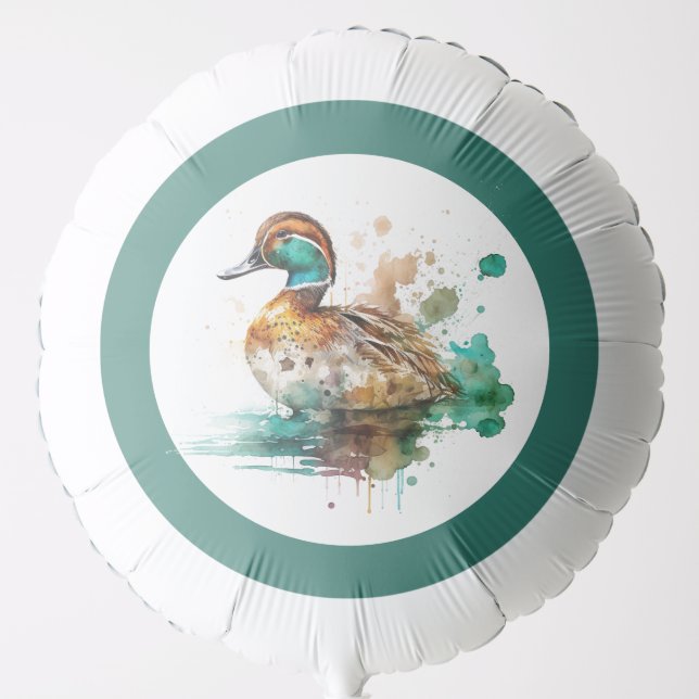 Elegant Green Framed Mallard Duck Baby Shower Balloon (Front)