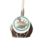Elegant Green Framed Mallard Duck Baby Shower Cake Pops (Front)