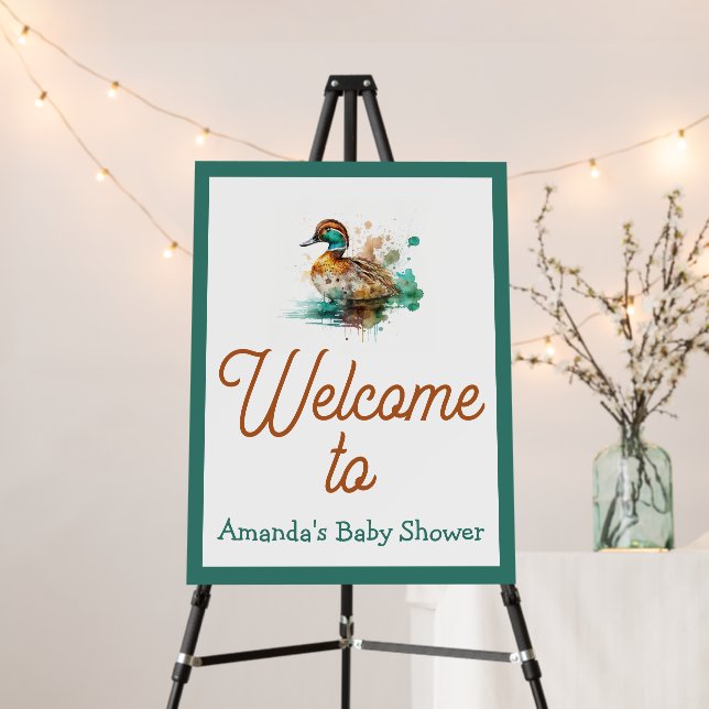 Elegant Green Framed Mallard Duck Baby Shower Foam Board (In Situ (Stand))