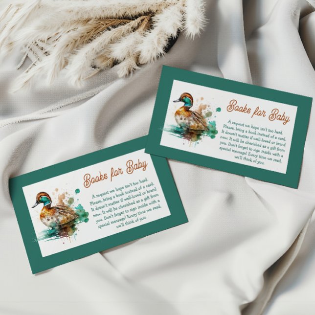 Elegant Green Framed Mallard Duck Baby Shower Game Enclosure Card (Creator Uploaded)