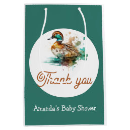 Elegant Green Framed Mallard Duck Baby Shower Medium Gift Bag
