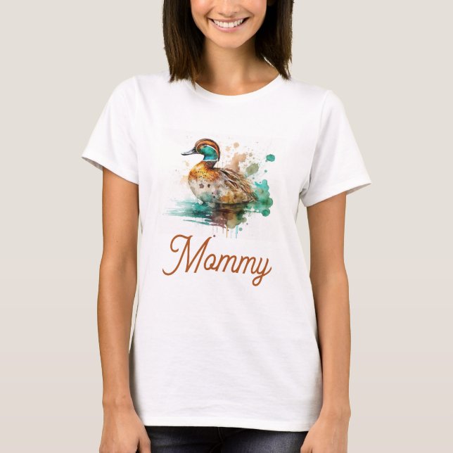 Elegant Green Framed Mallard Duck Baby Shower T-Shirt (Front)