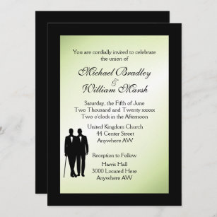 Elegant Green Gay Wedding Invitation