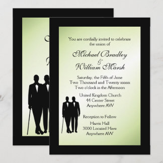 Elegant Green Gay Wedding Invitation