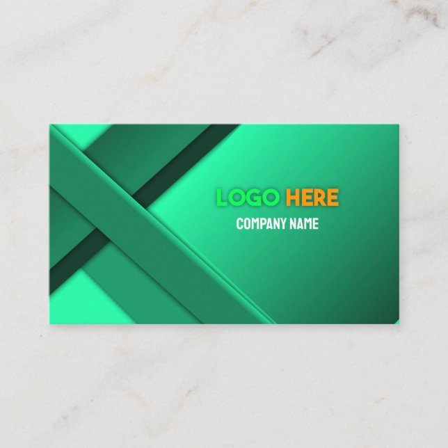 Elegant Green Geometric Business Card Professional (Front)