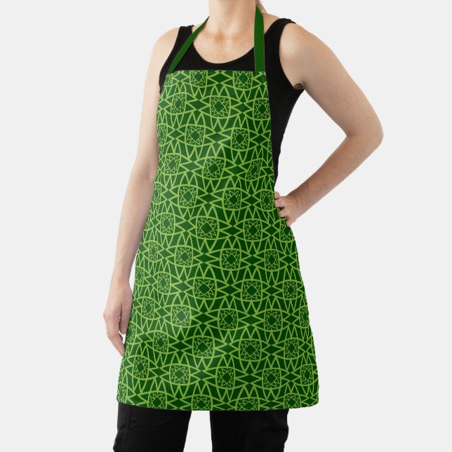  Elegant Green Geometric Patterns Apron (Insitu)