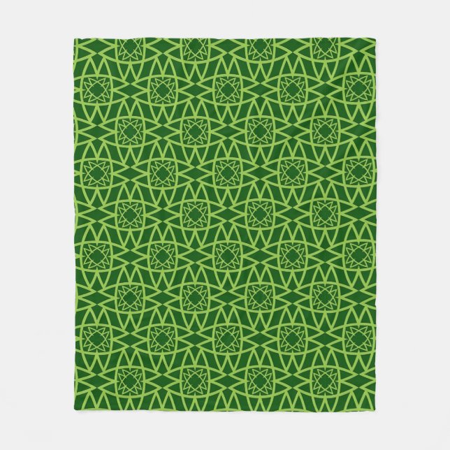  Elegant Green Geometric Patterns Fleece Blanket (Front)
