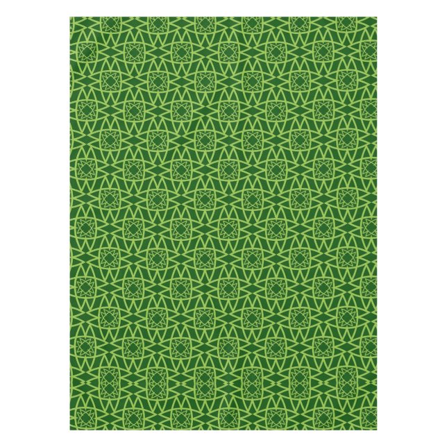  Elegant Green Geometric Patterns Tablecloth (Front)