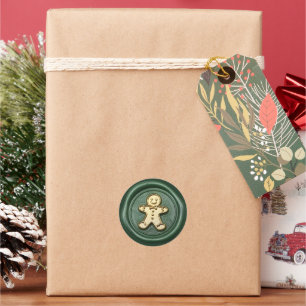 Elegant Green Ginderbread Man Faux Wax Seal