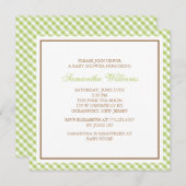 Elegant Green Gingham Pattern Baby Shower Invitation (Front/Back)