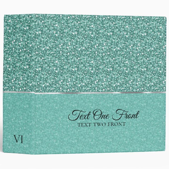 Elegant Green Glitter 3 Ring Binder (Front/Spine)