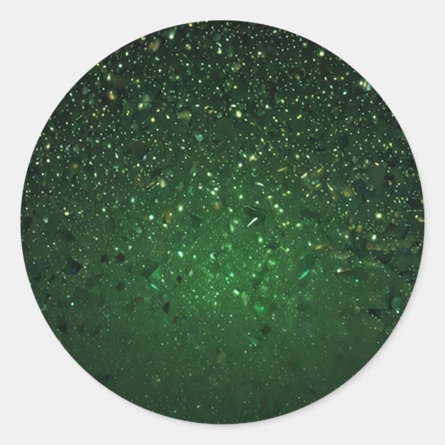 Elegant Green Glitter Add Text Classic Round Sticker (Front)