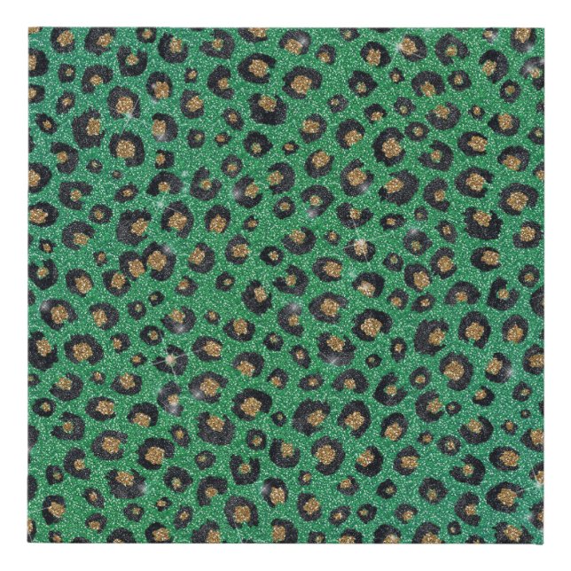 Elegant Green Glitter Black Gold Leopard Print  (Front)
