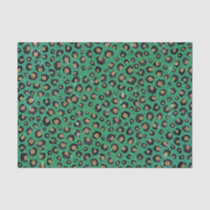 Elegant Green Glitter Black Gold Leopard Print Tissue Paper