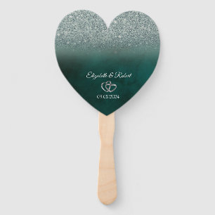 Elegant Green Glitter Bokeh Green Hand Fan
