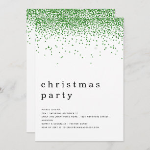 Elegant Green Glitter Christmas Party Invitation