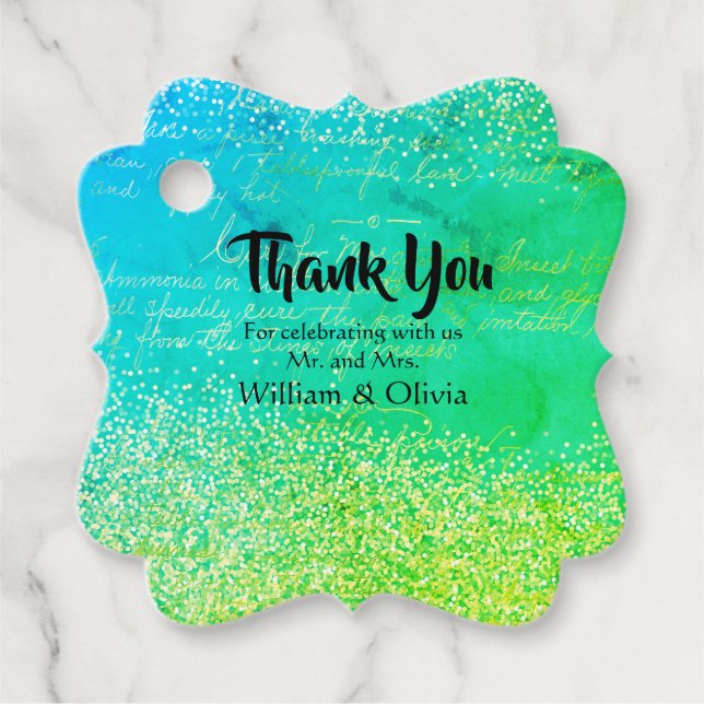 Elegant Green Glitter Favor Tags  (Front)