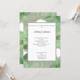 ELEGANT GREEN GLITTER MARBLE WEDDING INVITATION