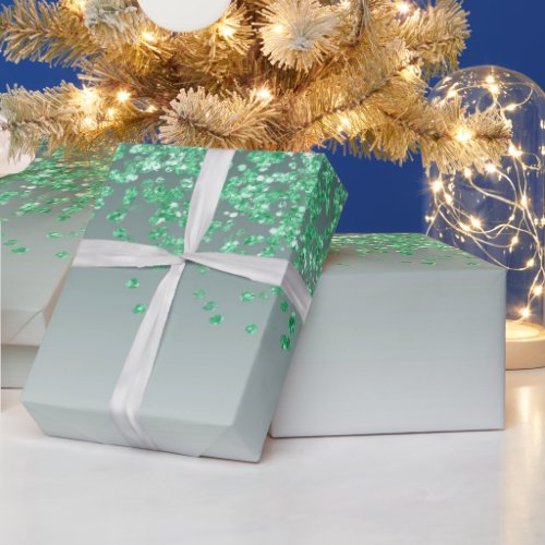 Elegant Green Glitter Ombre Cascading Wrapping Paper