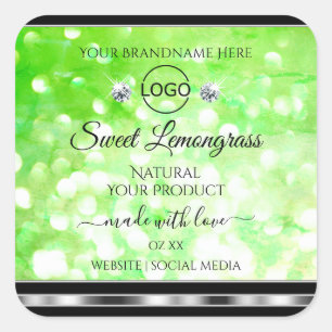 Elegant Green Glitter Product Labels Diamonds Logo