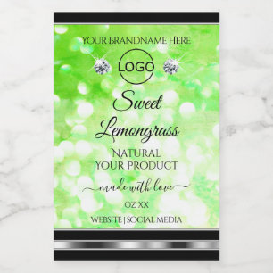 Elegant Green Glitter Product Labels Diamonds Logo