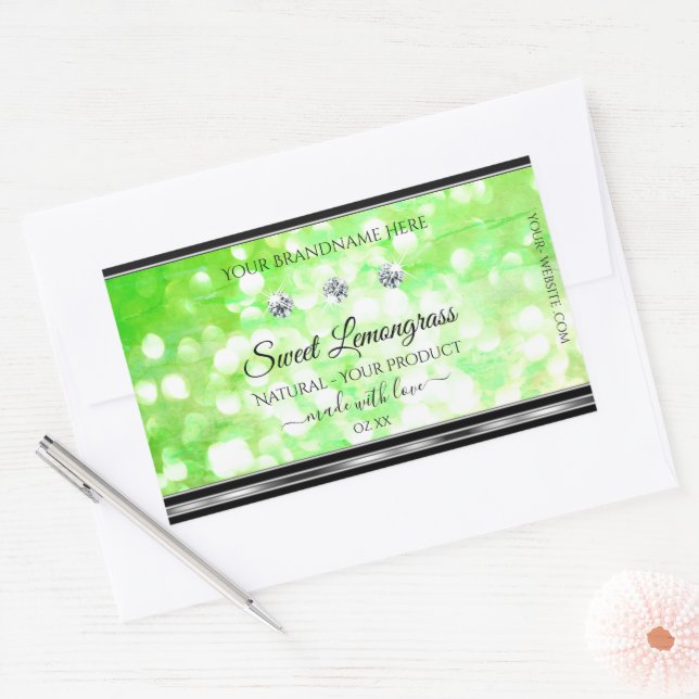 Elegant Green Glitter Product Labels Rhinestones (Envelope)