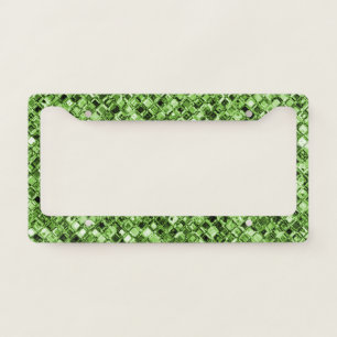 Elegant Green Glitter Sparkle Glam Gems Unique License Plate Frame