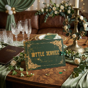 Elegant Green Gold Baroque Bottle Service Sign Table Number