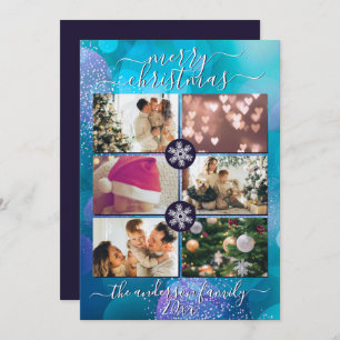 Elegant Green Gold Bokeh Art Merry Christmas Holiday Card