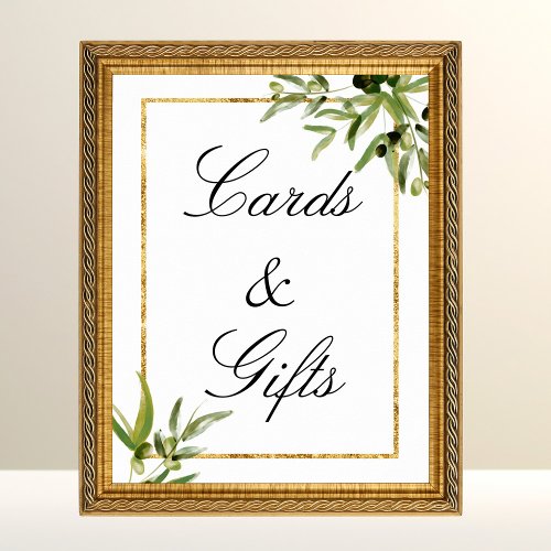 Elegant Green Gold Botanical Vine Cards  Gifts Poster