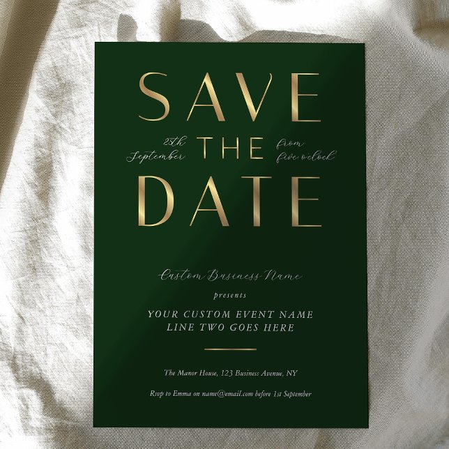 Elegant Green & Gold Business Event Corporate Save The Date (Creator Uploaded)