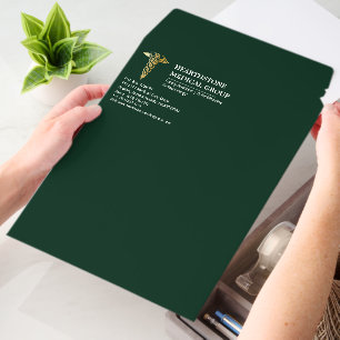 Elegant Green Gold Caduceus Medical Business Envelope Mailers