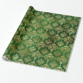 Elegant green & gold Christmas damask pattern Wrapping Paper | Zazzle