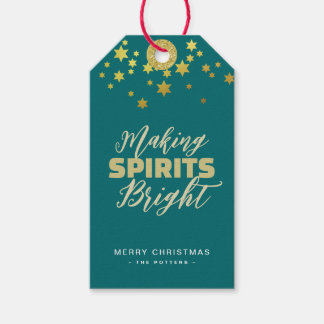 Elegant Green & Gold Christmas Gift Tags