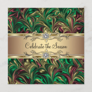 Elegant Green Gold Christmas Party Invitation