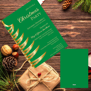 Elegant Green & Gold Christmas Party Invitation