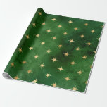 Elegant green & gold Christmas star pattern Wrapping Paper<br><div class="desc">Pretty faux gold and green Christmas pattern.</div>