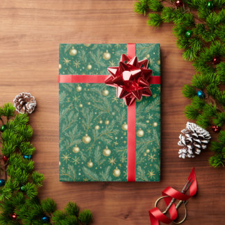 Elegant Green & Gold Christmas Wrapping Paper