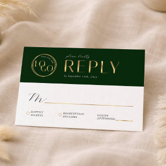 Elegant Green & Gold Company Logo Business Event RSVP Card