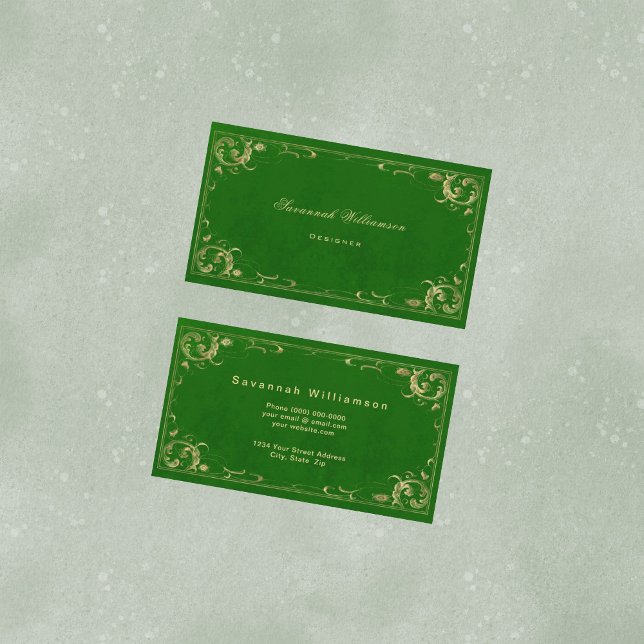 Elegant Green Gold Customizable Business Card (Creator Uploaded)